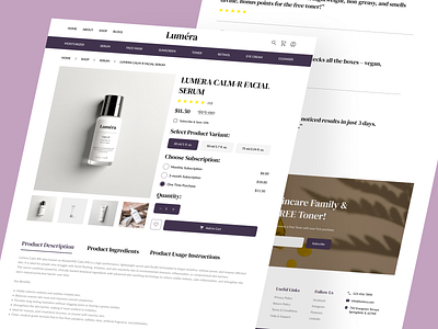 Lumera - Product Details Page UI Design design e commerce e commerce landing page e commerce website product details product details page product details page design skincare landing page skincare website ui ux web design website design website ui