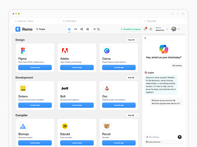 Productivity Tool SaaS UI Design ai apps automation b2b clean compiler copilot dashboard interface low code management minimal design no code online tool productivity saas saasfactor tool dashboard ux workflow