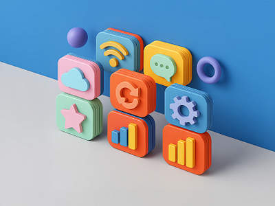 Colorful 3D Icons Collection 3d animation branding graphic design logo motion design motion graphics ui