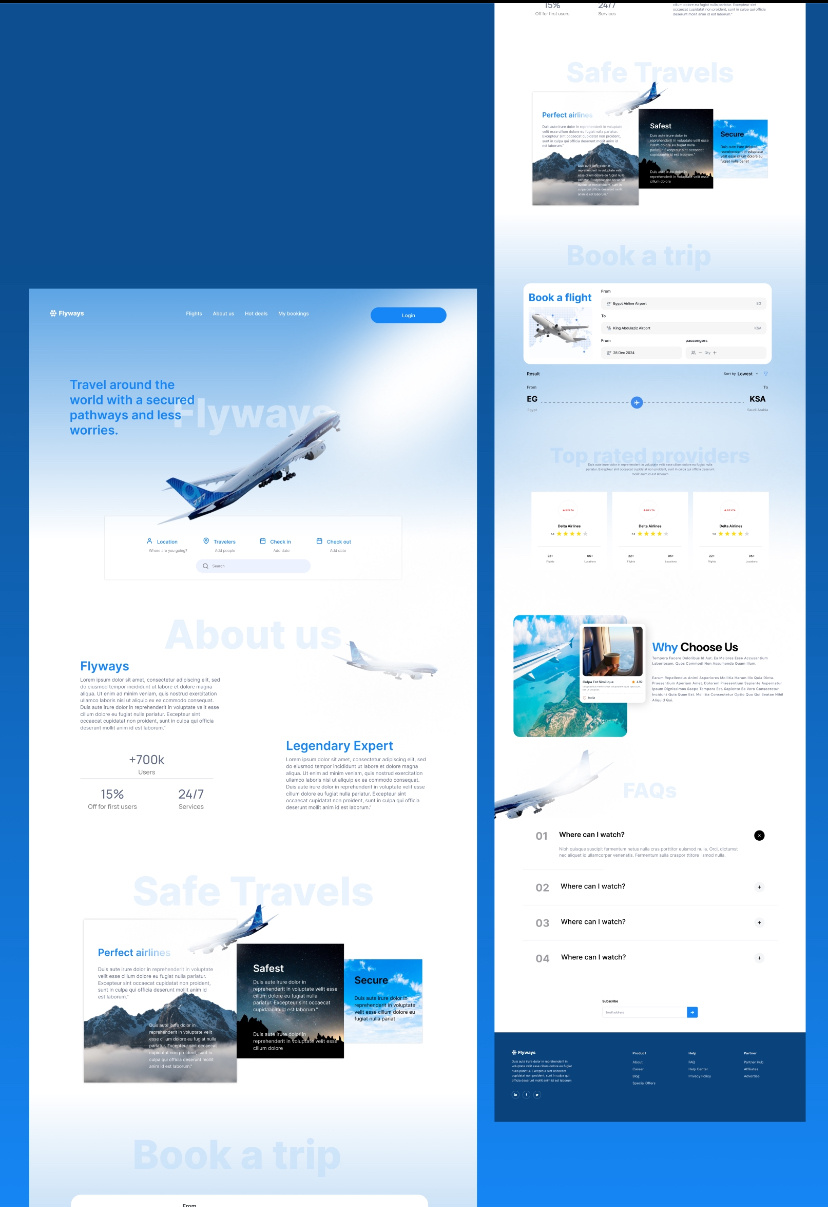 Flyways, an airplane company landing page animation branding design logo typography ui ux website