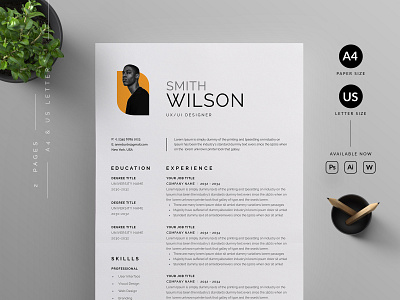 Resume/CV cover letter cv template design illustration professional resume ui us letter vector word