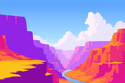 The Grand Canyon - National Park Illustration arizona art blue sky flat game game background grand canyon illustration landscape national park nature poster sky tour travel vector