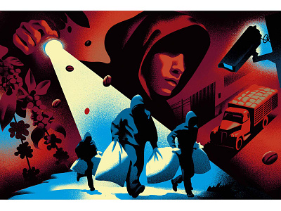 Illustration for Bloomberg Businessweek coffee crime dark design illustration magazine noir vintage