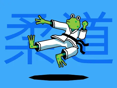 Judo Frog adobe adobe illustrator animal animals cartoon character color design digital digital art digital design flat frog graphic design illustration japanese judo martial arts toad vector