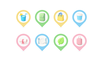 Map Pins 3d branding design icon monochrome