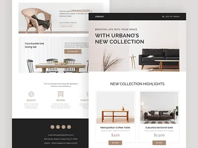 Urbano – Furniture Email Newsletter Figma clean email ui ecommerce markerting figma design figma ui furniture drops furniture promo interior design brand minimal email template modern ui news letter blocks product email design responsive ux ui inspiration ui showcase ui trends urbano email design ux for furniture ux news letter