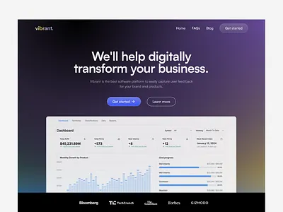 Hero section vibrant ai b2b clean gradient hero minimal saas ui ux web
