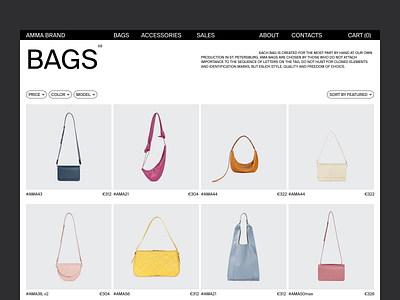 Catalog — Bags accessories bag store bags catalog concept ecom ecommerce minimal minimalism online store shop store ui uiux web design webdesign