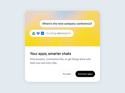 OpenAI Connectors Launch ai animation announcement box chat chatgpt connection dropbox google integration llm loading modal motion graphics openai principle ui ux