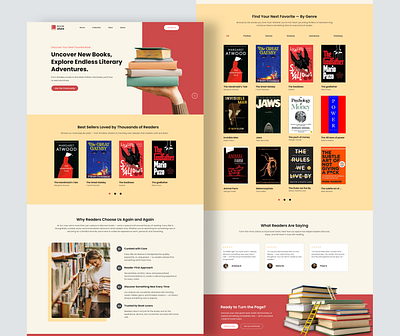 Bookstore Landing Page bookstore booksui design graphic design landing page redtheme ui uiux ux warmtheme