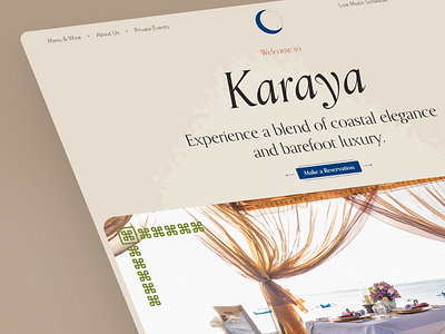 Landing page web design for Karaya restaurant. Sea&Greek UX/UI chef cooking design figma food greek illustration italian food landing landing page luxury mediterranean minimal restaurant ui uiux ux vector web design