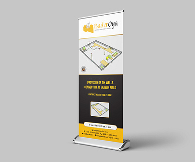 Roll-Up Stand Design for BaderOya Oilfield Services 3d baderoya brand design branding energy gas graphic design isometric oil print design roll up roll up stand stand