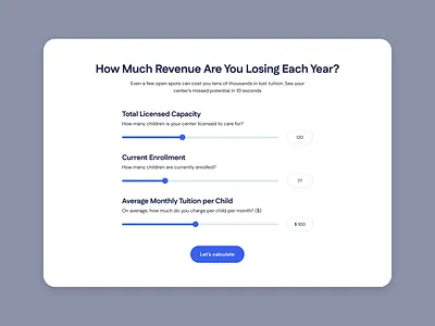 Revenue Calculator - Page Section calculator conversiondesign design leadgeneration revenue section ui ui design webcalculator webdesign