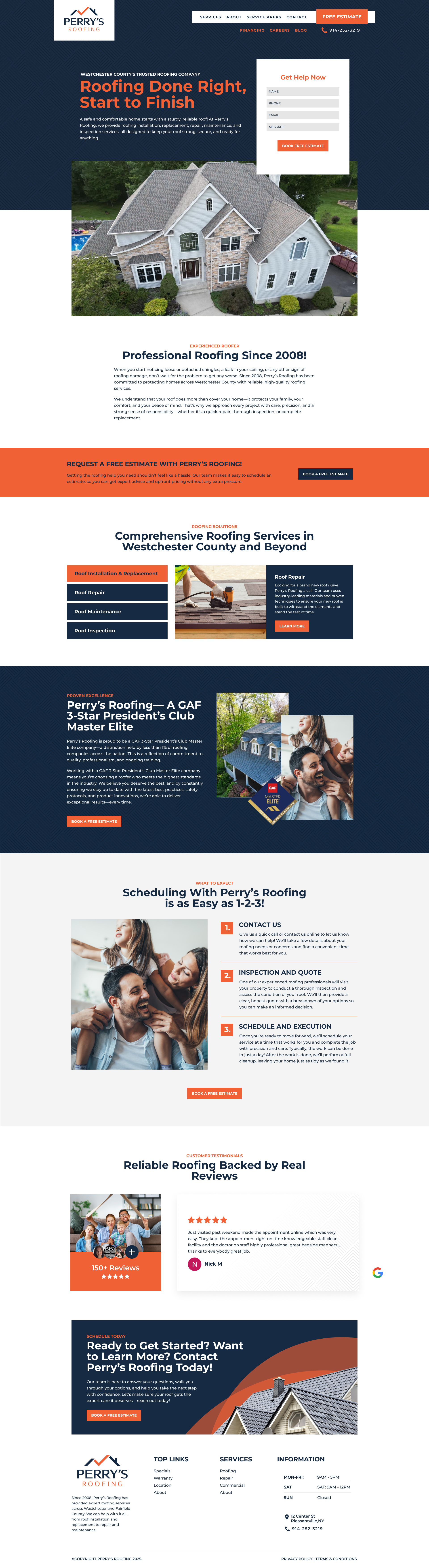 Perry's Roofing Website Design design figma graphic design homepage ui website
