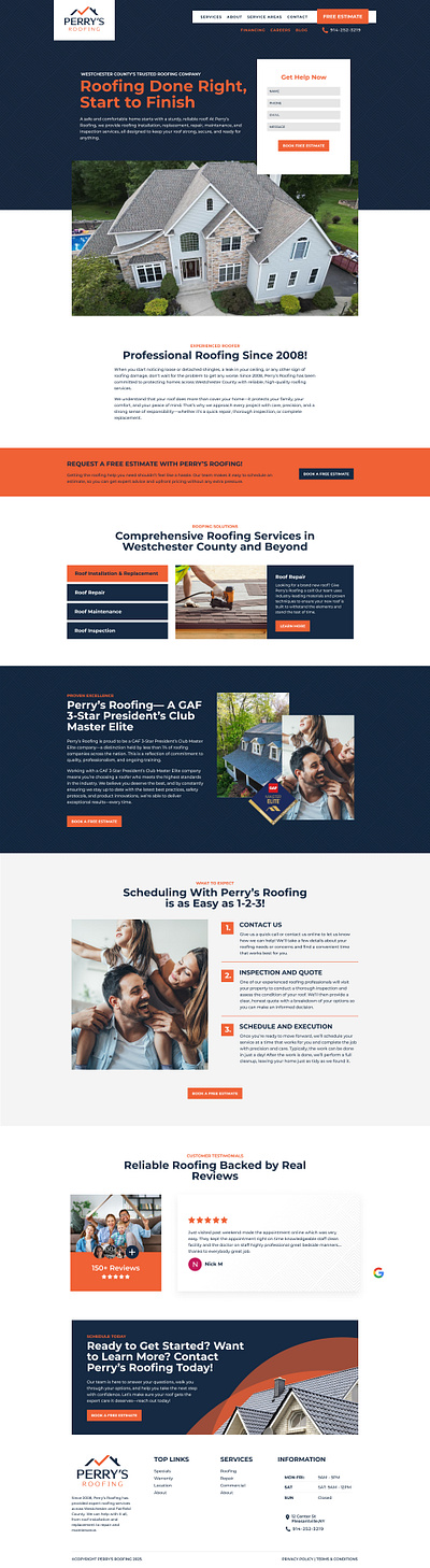 Perry's Roofing Website Design design figma graphic design homepage ui website