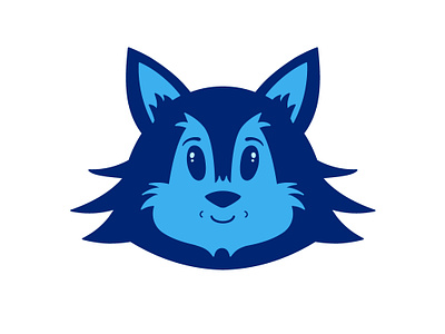 wolfy face. logo animal beast brand branding character child design face flat illustration logo logotype mascot smile vector wolf