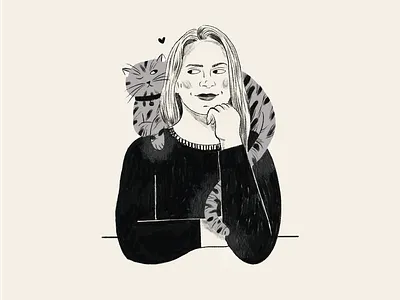 Girl with her cat avatar character design dribbble girl illustration texture