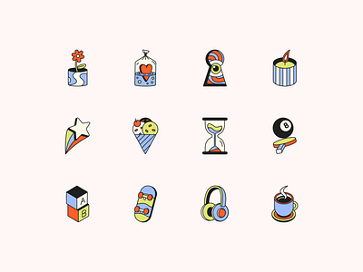 Library Kiosk Illustrations branding colorful design fun graphic design icon pack iconography icons illustration interface kiosk library playful ui ui design vector