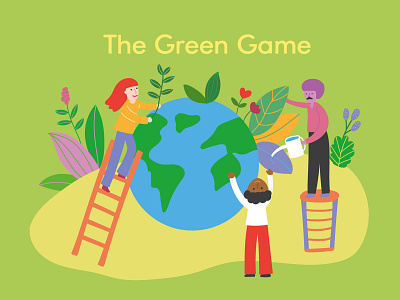 The Green Game branding character design designer digital art digital illustration digitalart graphic design green greengame illustration illustration art illustrator people planet plants protection