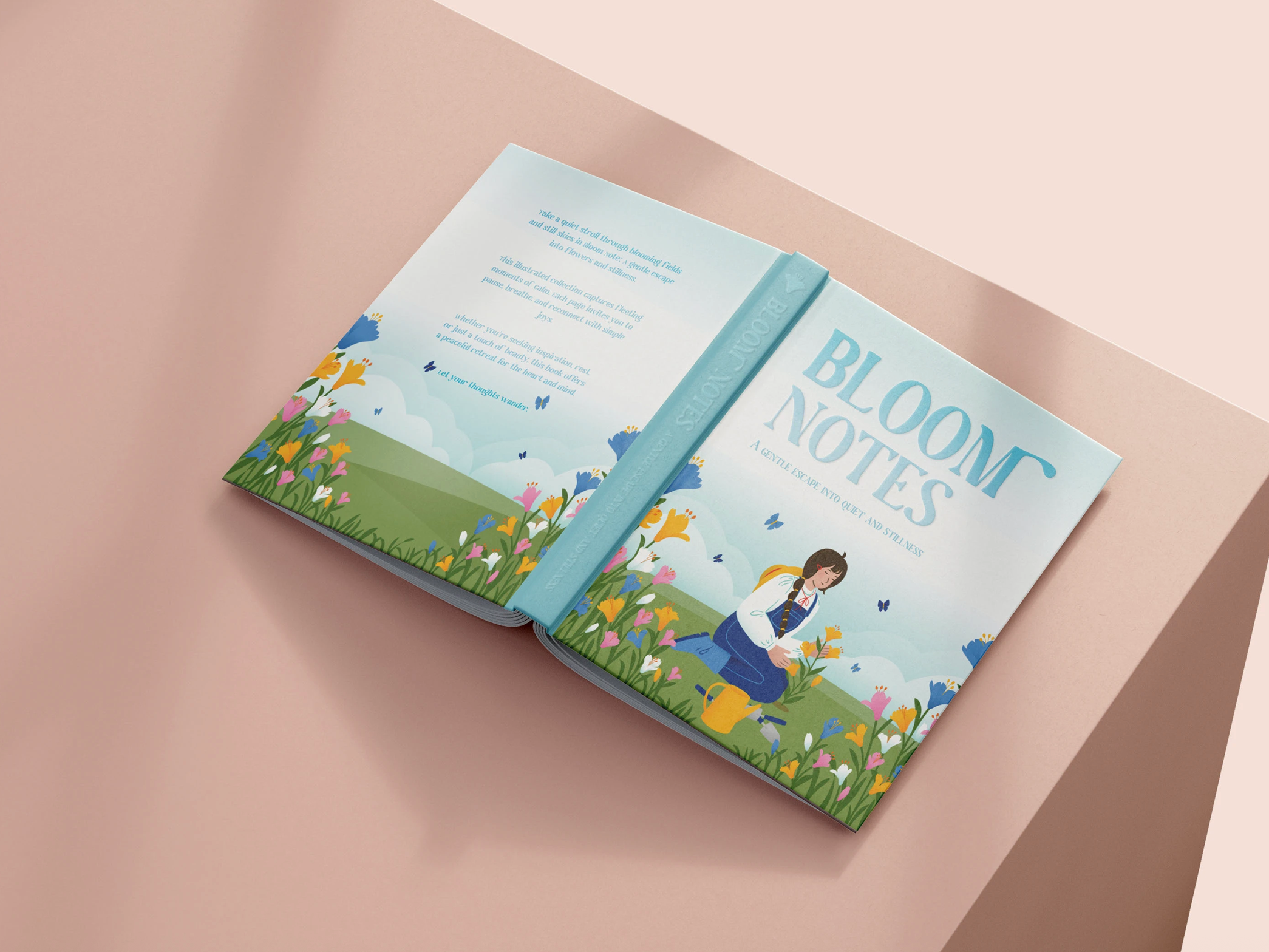 Bloom Notes Cover Illustration & Endpaper Pattern Design blossom book bookcover bookcoverdesign botanical digitalart editorial endpaper flowers graphicdesign illustration pattern