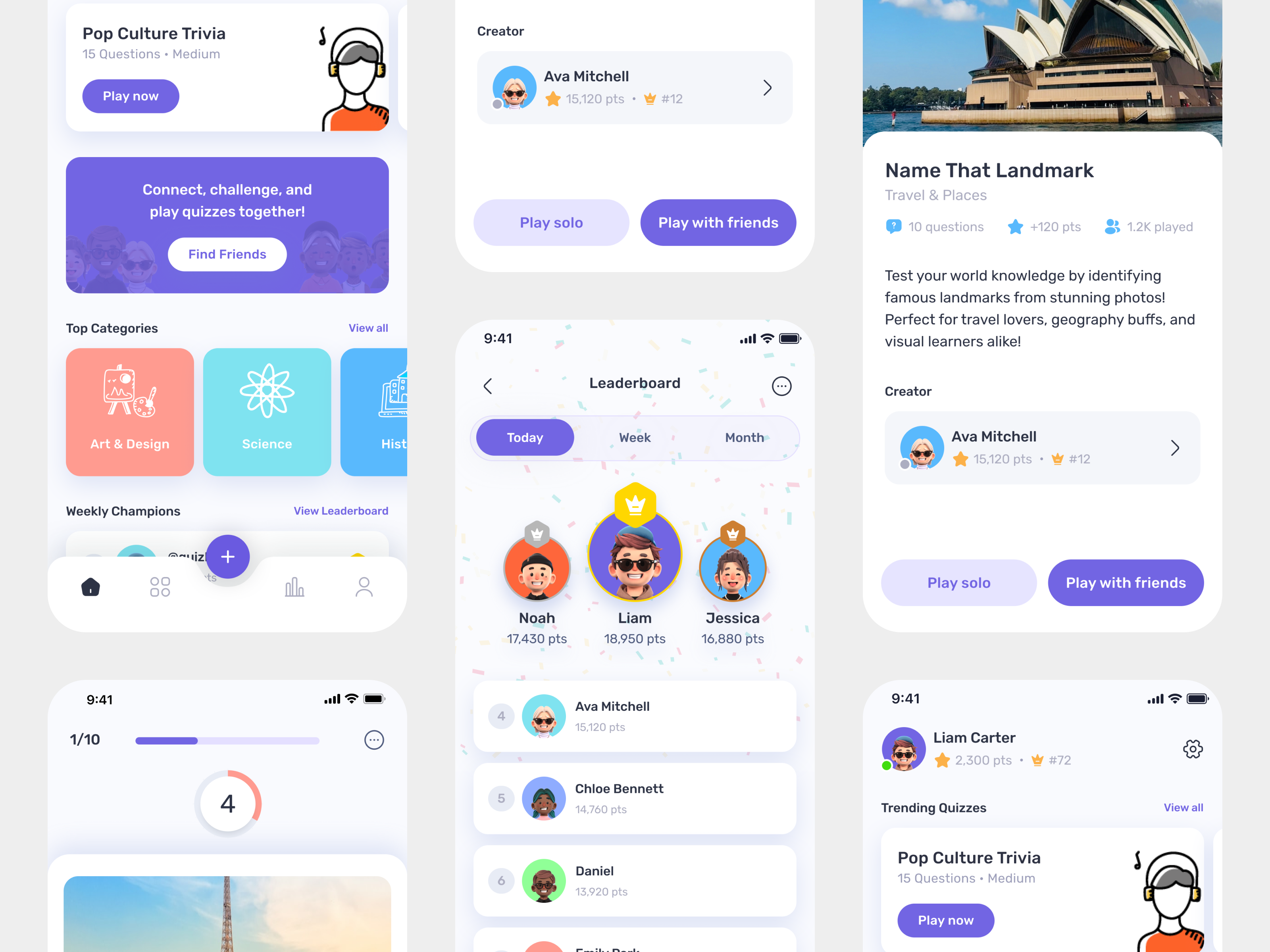 Quiz App Mobile UI Design (Gamification) gamification gamification ui mobile ui quiz app quiz ui ui ui design uiux