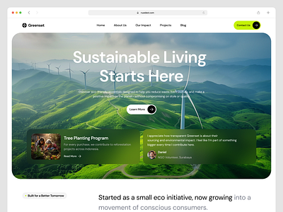 Greenset - Clean and Modern Eco Hero Section clean ui design eco eco friendly green hero section landing page minimal minimalist nature nonprofit sustainability ui ui design ux web design