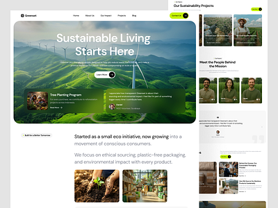 Greenset - Eco Sustainability Web Design clean ui climate conscious brand eco environmental ethical full website green homepage impact design landing page modern nature nonprofit sustainability ui design uiux web design website