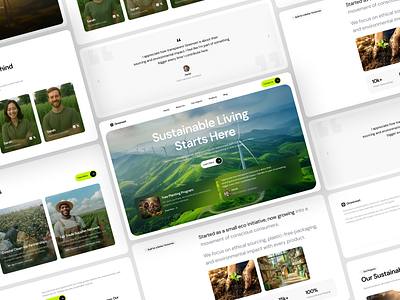 Greenset - Design Section for Eco Sustainability clean clean ui climate conscious brand eco environmental green homepage impact design landing page modern nature nonprofit sustainability ui ui design uiux ux web design website preview