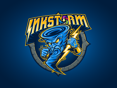 Inkstorm bolt hurricane illustration lightning logo lorcana mascot ray storm team thunder tornado