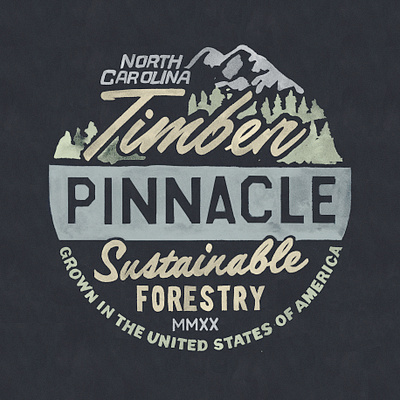 Pinnacle branding design graphic design hand done hand painted illustration logo lumber northwest print typo typography