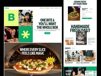 Bite Me - Pizza Restaurant Store branding delivery design ecommerce elementor food framer landing online order page pizza restaurant shop store ui webflow website wordpress