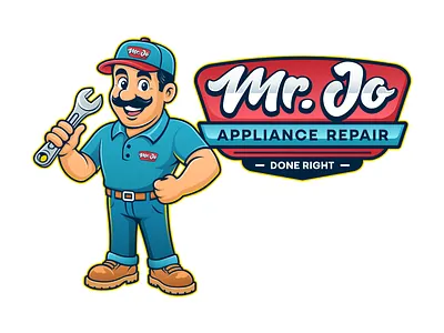 Mr. Jo appliance repair brand character home service hvac illustration logo mascot plumbing wrench