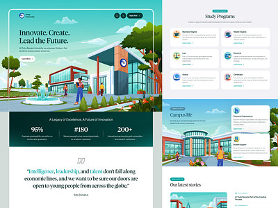 Orely University - University Admission Landing Page 🎓 academia application campus clean collage design education illustration landing page modern orely program ui university ux website white space