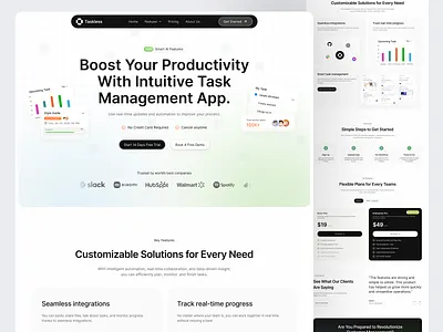 Taskless - Task Management Landing Page activity clean design landing page management planner product saas task task management tool uiux web design workflow
