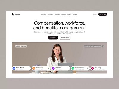 Hirable - HR Management Animation Landing Page animation business cansaas design employee hr management human resource landing page modern design payroll saas ui ux website
