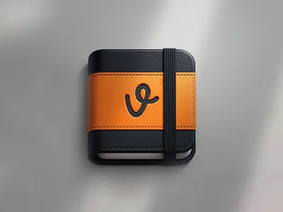 🔸 Leather Notebook 3d app apple black book cover design diary elastic gobo icon illustration ios iphone leather notebook notes orange paper ui