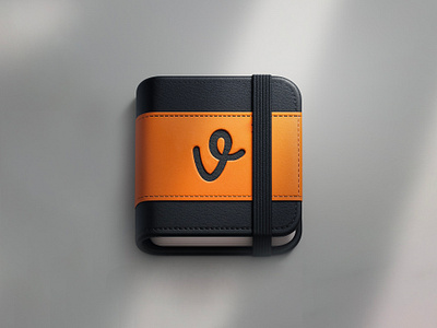🔸 Leather Notebook 3d app apple black book cover design diary elastic gobo icon illustration ios iphone leather notebook notes orange paper ui