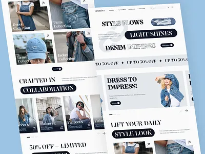Flairéva - Denim Landing Page ✨ branding clean design creative direction denim digital fashion ecommerce fashion brand fashion website flairéva hero section homepage landing page minimalist modern responsive design ui design uiux visual exploration web design