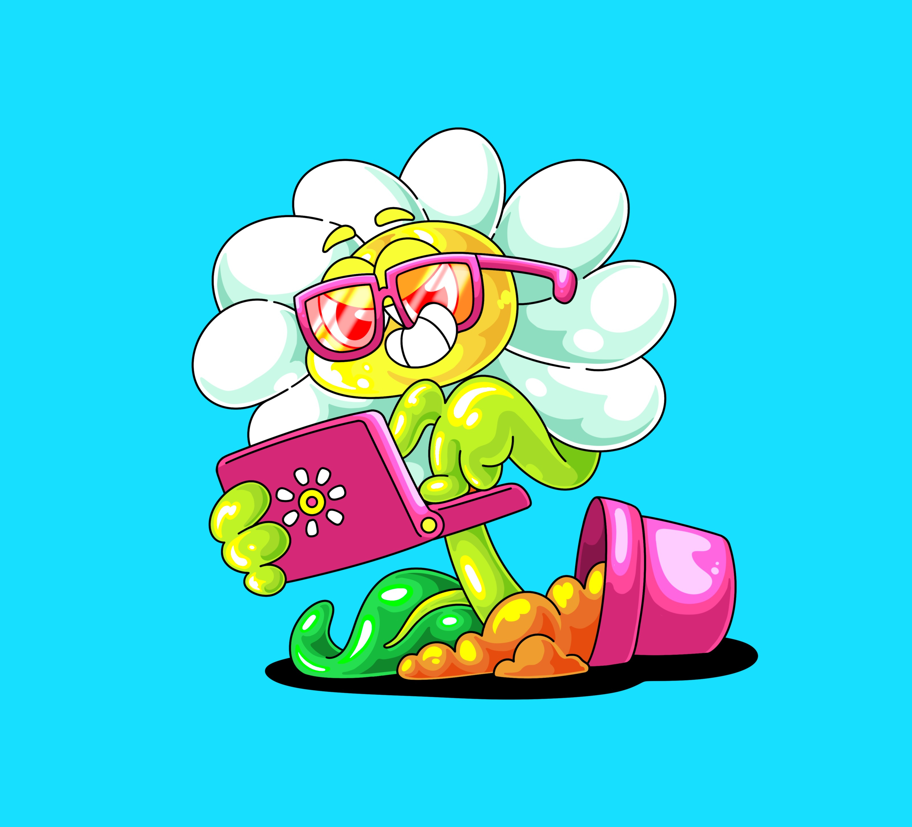 Hacker Flower Illustration animation branding cartoon cartoon character chibi characters children illustration creature design flower flower cartoon flower illustration graphic design hacker illustration kawaii kid mascot logo procreate smart ui