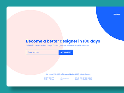 Daily UI :: 100 - Redesign Daily UI Landing Page app branding daily ui daily ui 100 dailyui dailyui 100 dailyui100 design minimal ui ux web