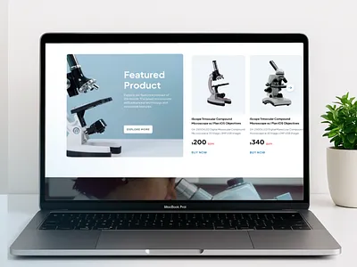 Microlex - Mockup of Microscope Ecommerce Landing Page card catalog clean clinical e commerce health industry laboratory landing page map microscope pricing product ui design ux design web design