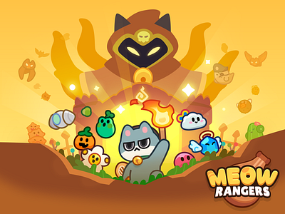 Meow Rangers Illustration app store cat character game game ui googleplay layerlab layerlab.games meow meow rangers mobile game 레이어랩