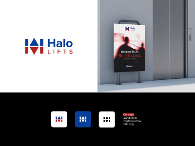Halo Lifts Logo brand logo branding design elevator logo lift logo logo logo branding logo design logo inspirations logo mark logos minimal modern symbol