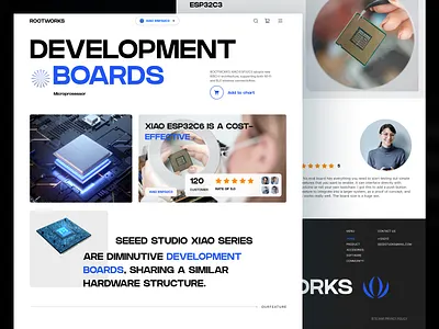 Rootworks – Developer-Focused Hardware Landing Page UI 3d ai agents ai agents landing page app branding design developer tools ui ecommerce for tech electronics startup ui embedded systems marketing esp32c3 board website framer product page graphic design hardware ui design illustration microcontroller landing page saas for iot stm32esp devkit design ui webflow hardware shop