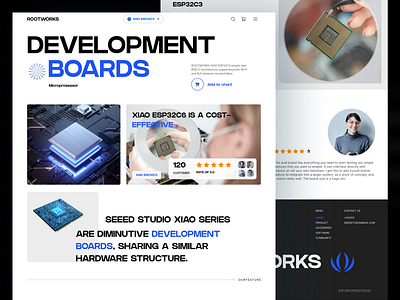 Rootworks – Developer-Focused Hardware Landing Page UI 3d ai agents ai agents landing page app branding design developer tools ui ecommerce for tech electronics startup ui embedded systems marketing esp32c3 board website framer product page graphic design hardware ui design illustration microcontroller landing page saas for iot stm32esp devkit design ui webflow hardware shop