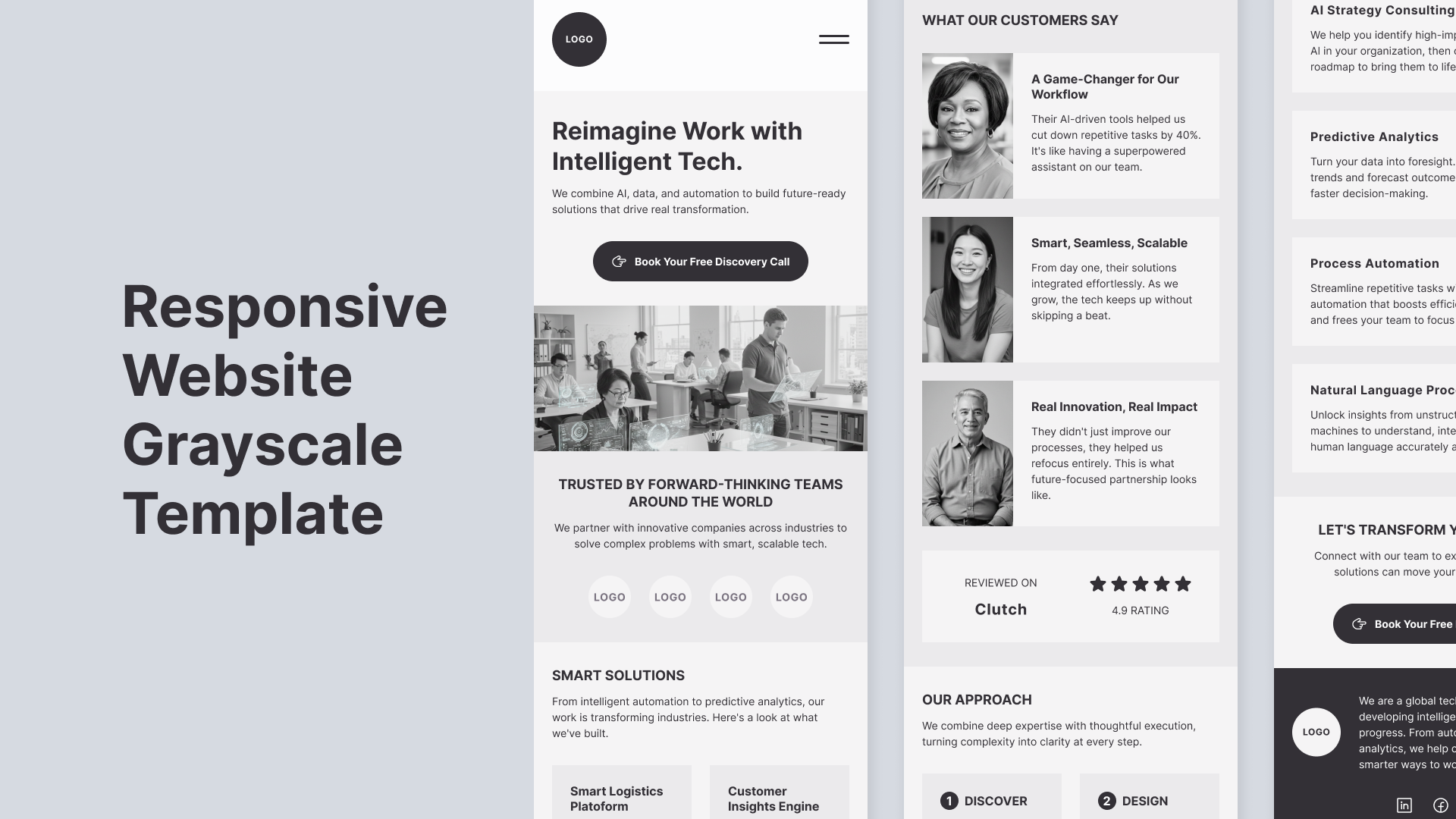 Responsive Website Grayscale Template grayscale reponsive responsive website startup technology website