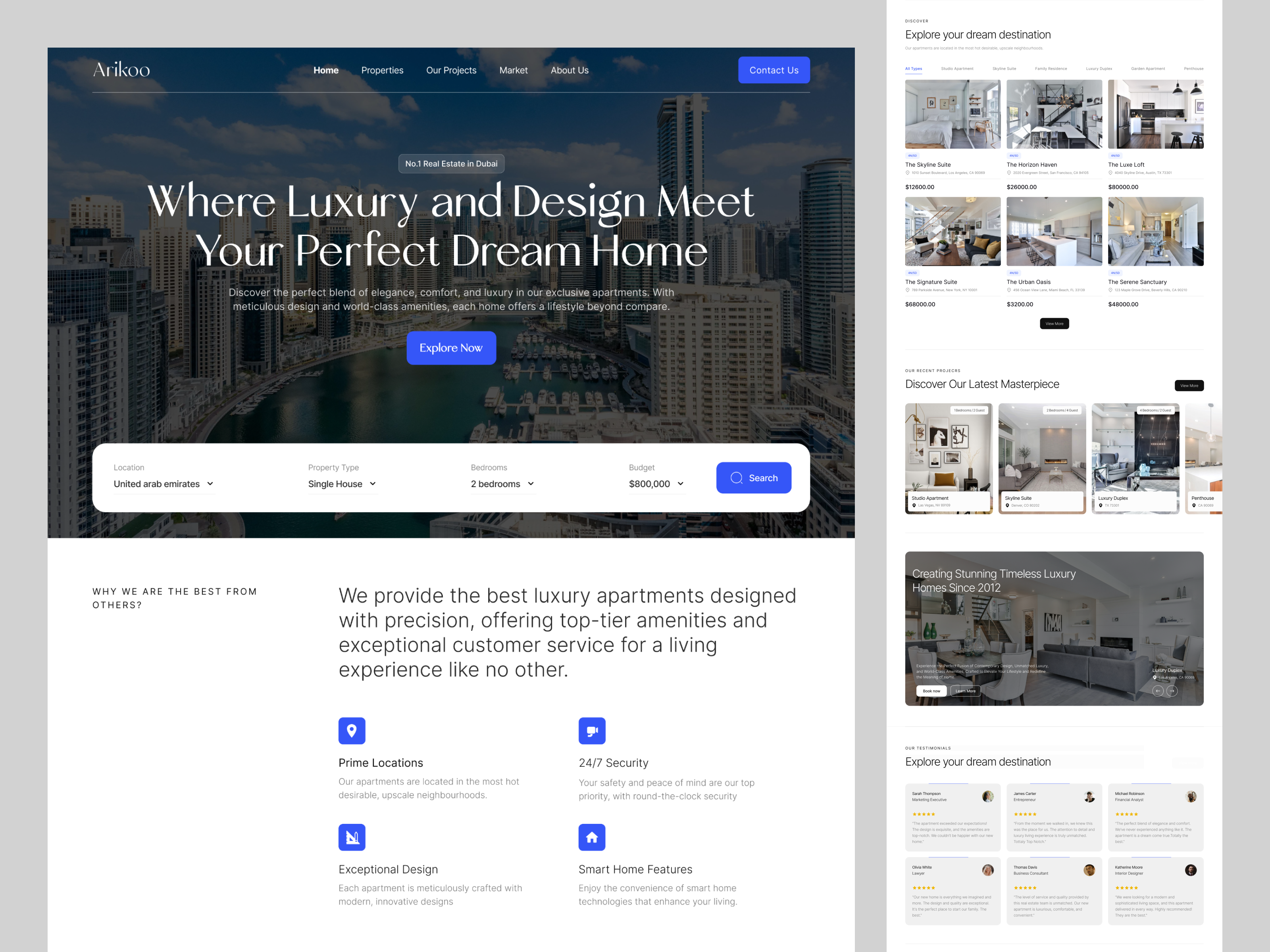 Real Estate Website agent apartment architechture broker building elegant interior interior design landing page minimal penthouse property real estate real estate agency residence house web design