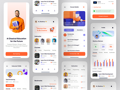 Online Course Mobile App UI Design app design course e course edtech education education startup exam learning learning platform lesson mobile app online course popular design progress shahinurstk02 study app uiux ui uiux design