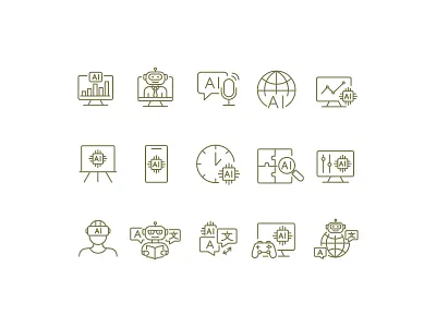 Line Icons Set – AI Tools for Smart Education ai dashboard ai education ai feedback ai gamification app edtech icons flat icon design icon set iconography icons illustration knowledge detection language ai line mobile learning online teaching smart learning ui virtual tutor