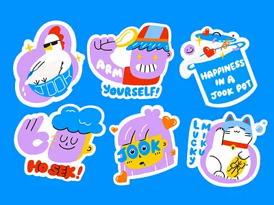 Jooks on You Stickers asianamericanowned brandidentity branding designwithstory dribbbleweeklywarmup foodandbeverage foodbranding foodidentity funkystickers graphicdesign illustration popup popupbranding restaurant restaurantbranding stickerdesign stickers